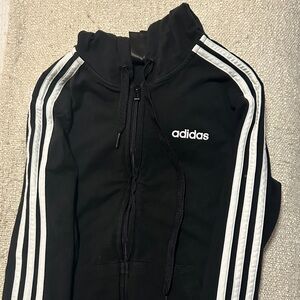 Adidas Black Hoodie with White Stripes